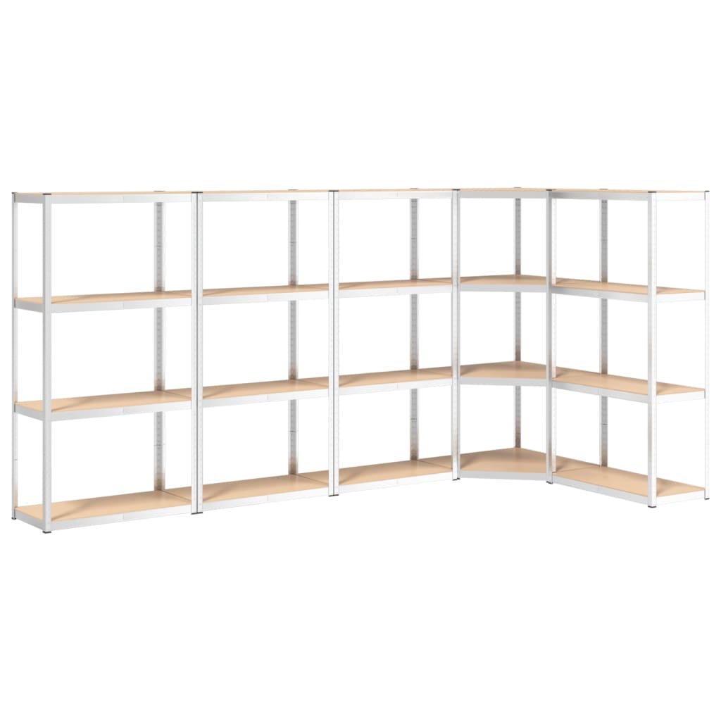 VidaXL étagère de rangement 4 couches 5 pièces acier bois traité couleur argent