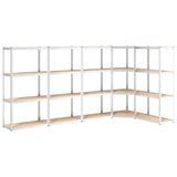 VidaXL étagère de rangement 4 couches 5 pièces acier bois traité couleur argent