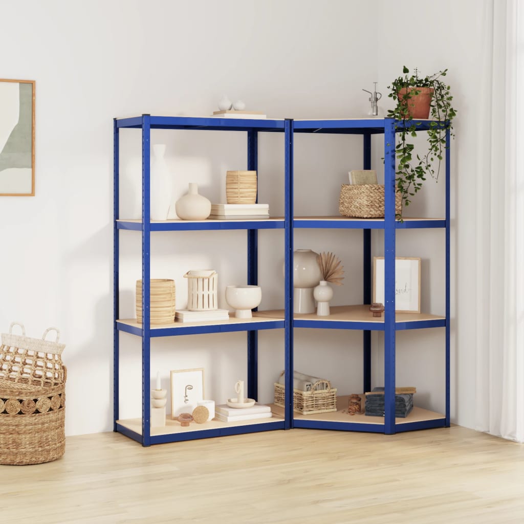 VidaXL Étagère de rangement 4 couches 2 pcs acier bois traité bleu
