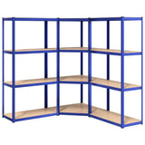 VidaXL Étagère de rangement 4 couches 3 pcs acier bois traité bleu