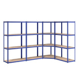 VidaXL Étagère de rangement 4 couches 4 pcs acier bois traité bleu
