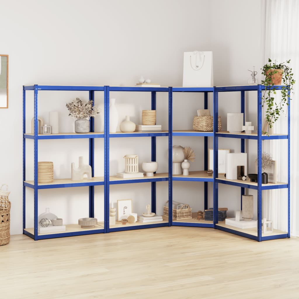 VidaXL Étagère de rangement 4 couches 4 pcs acier bois traité bleu
