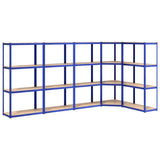 VidaXL Étagère de rangement 4 couches 5 pcs acier bois traité bleu