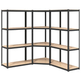 VidaXL Étagère de rangement 4 couches 3 pcs acier bois traité couleur anthracite