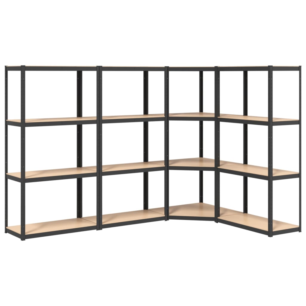 VidaXL Étagères de rangement 4 pcs 4 couches en acier et bois d'ingénierie couleur anthracite