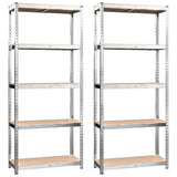 VidaXL Étagère de rangement 5 couches 2 pcs acier et bois d'ingénierie couleur argent