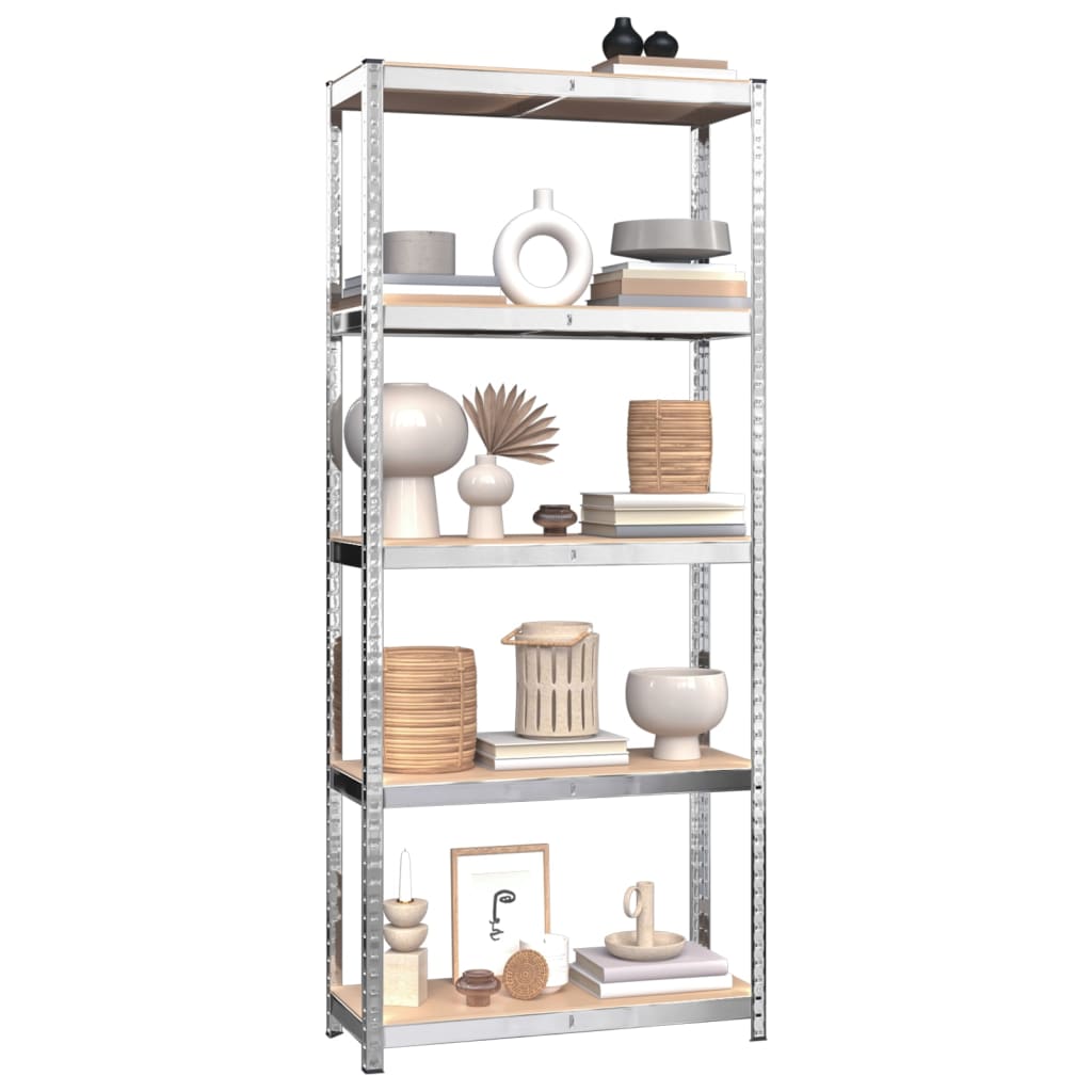 VidaXL Étagère de rangement 5 couches 2 pcs acier et bois d'ingénierie couleur argent