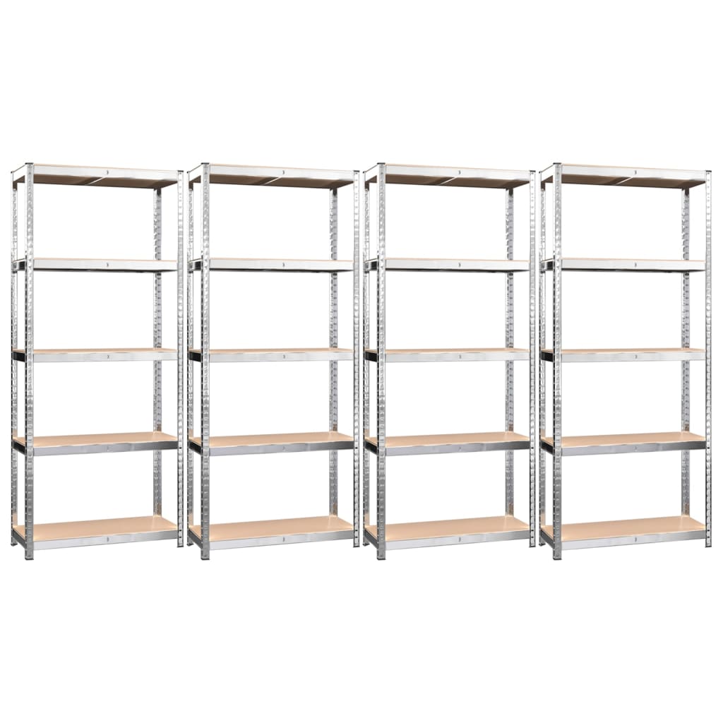 VidaXL Étagères de rangement 5 couches 4 pcs acier et bois d'ingénierie couleur argent