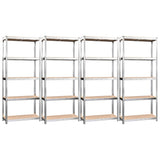 VidaXL Étagères de rangement 5 couches 4 pcs acier et bois d'ingénierie couleur argent