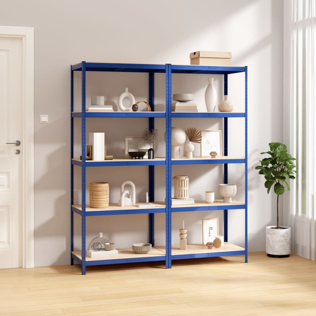 VidaXL Étagère de rangement 5 couches 2 pcs acier bois traité bleu