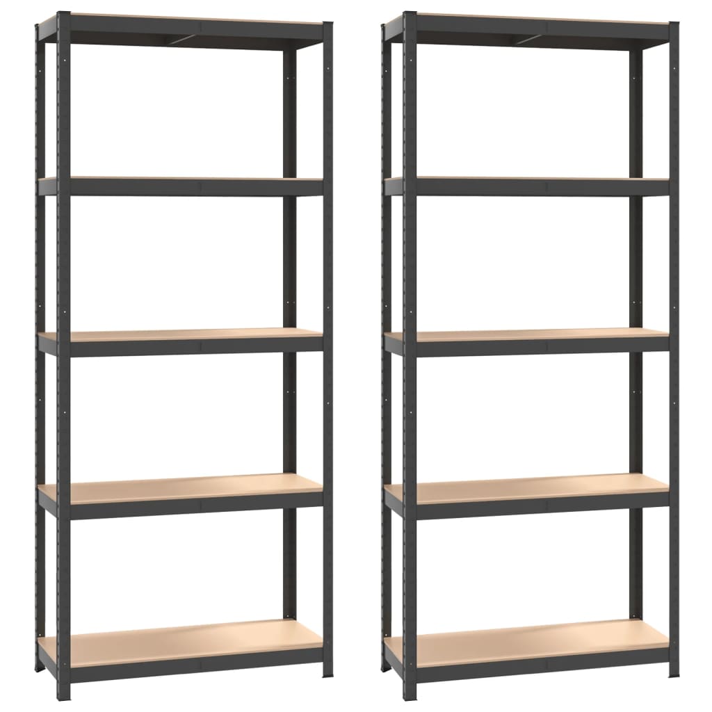 VidaXL Étagère de rangement 5 couches 2 pcs acier bois traité couleur anthracite