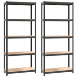 VidaXL Étagère de rangement 5 couches 2 pcs acier bois traité couleur anthracite