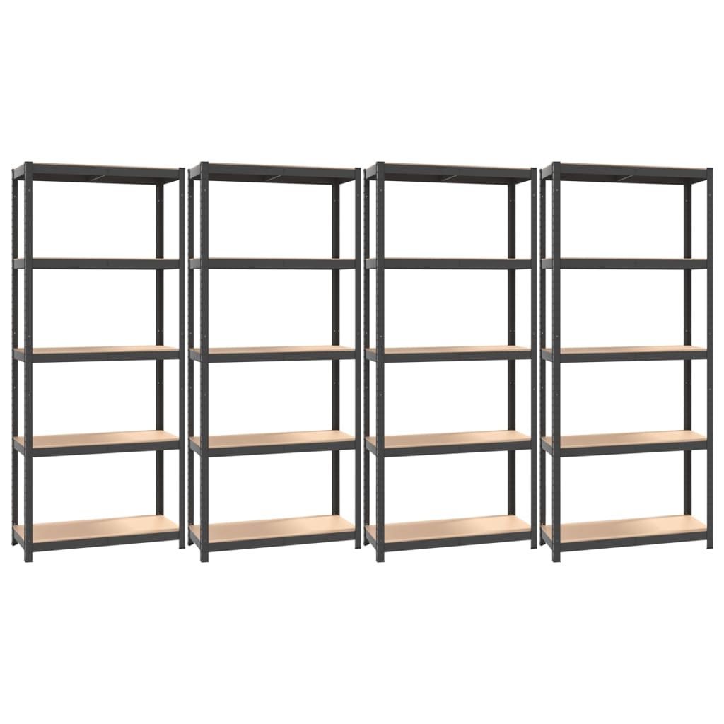 VidaXL Étagères de rangement 4 pcs 5 couches en acier et bois d'ingénierie couleur anthracite