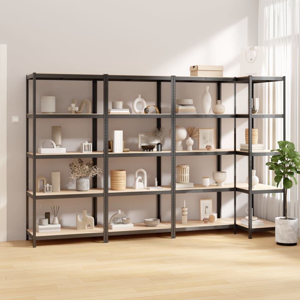 VidaXL Étagères de rangement 4 pcs 5 couches en acier et bois d'ingénierie couleur anthracite