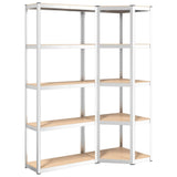 VidaXL Étagère de rangement 5 couches 2 pcs acier et bois d'ingénierie couleur argent