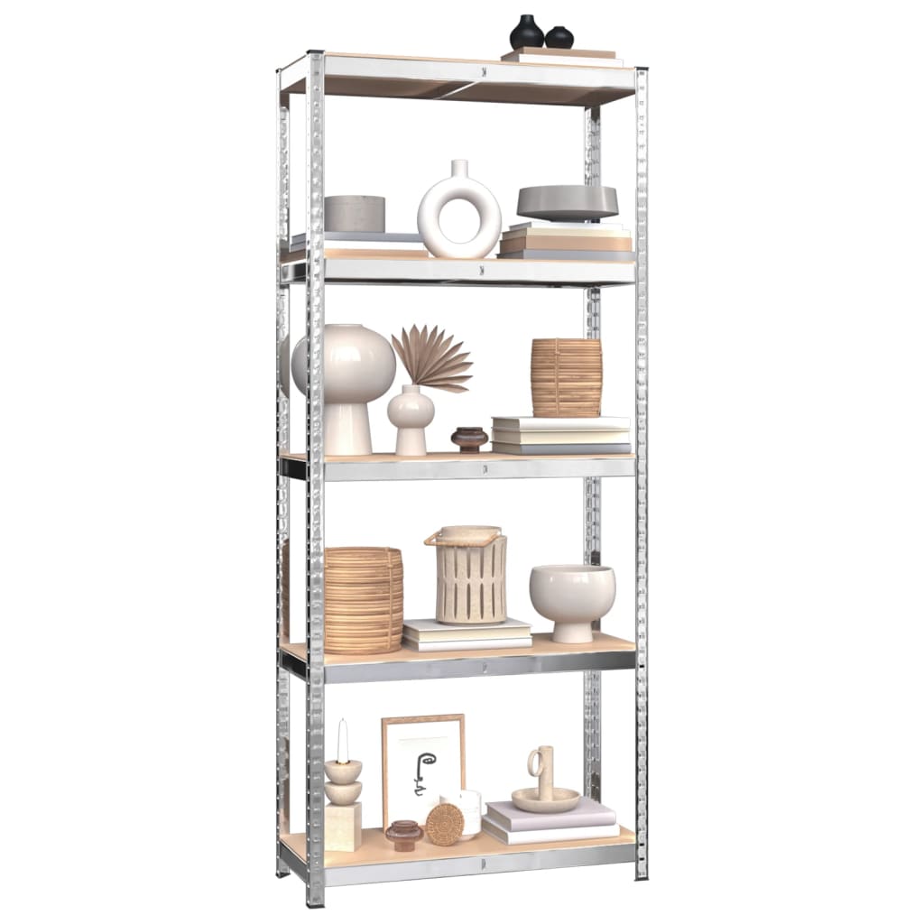 VidaXL Étagère de rangement 5 couches 2 pcs acier et bois d'ingénierie couleur argent