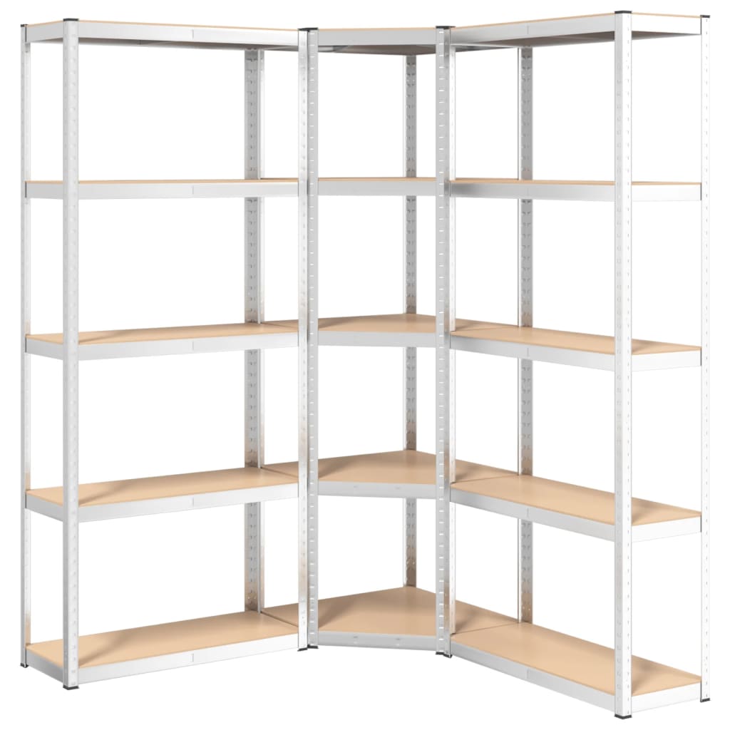 VidaXL Étagère de rangement 5 couches 3 pcs acier et bois d'ingénierie couleur argent