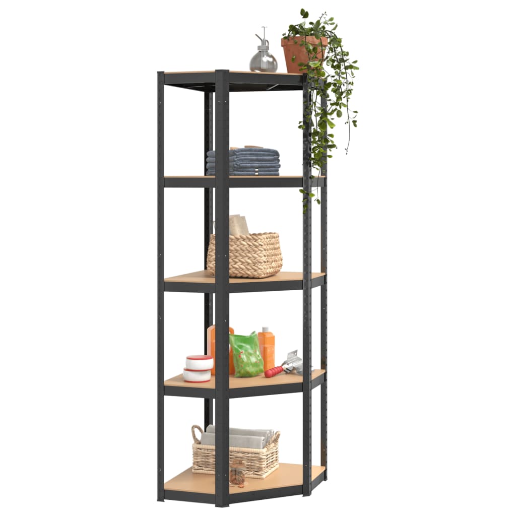 VidaXL Étagère de rangement 5 couches 3 pcs acier bois traité couleur anthracite