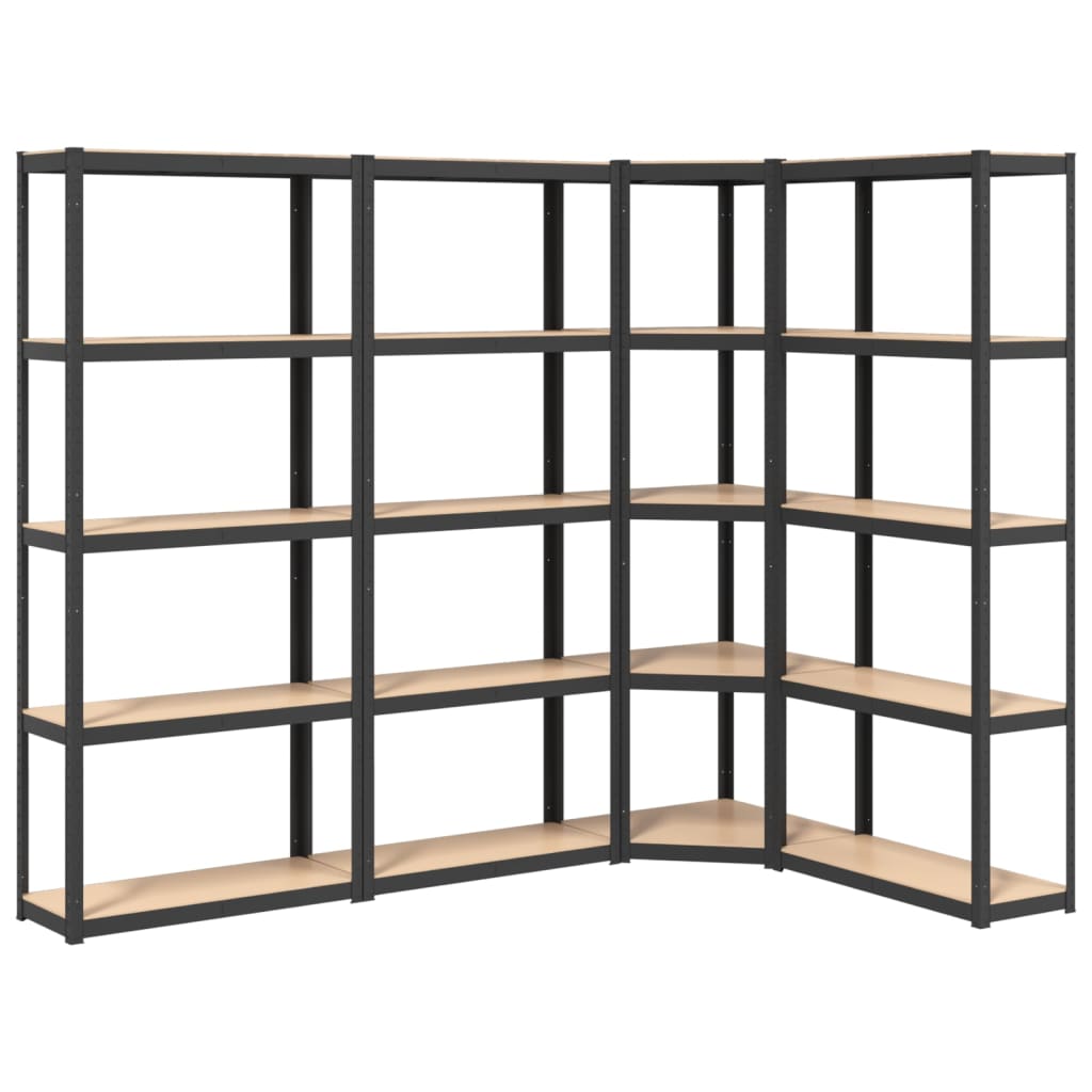 VidaXL Étagères de rangement 4 pcs 5 couches en acier et bois d'ingénierie couleur anthracite
