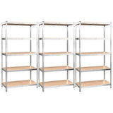 VidaXL Étagère de rangement 5 couches 3 pcs acier et bois d'ingénierie couleur argent