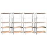 VidaXL Étagères de rangement 5 couches 4 pcs acier et bois d'ingénierie couleur argent