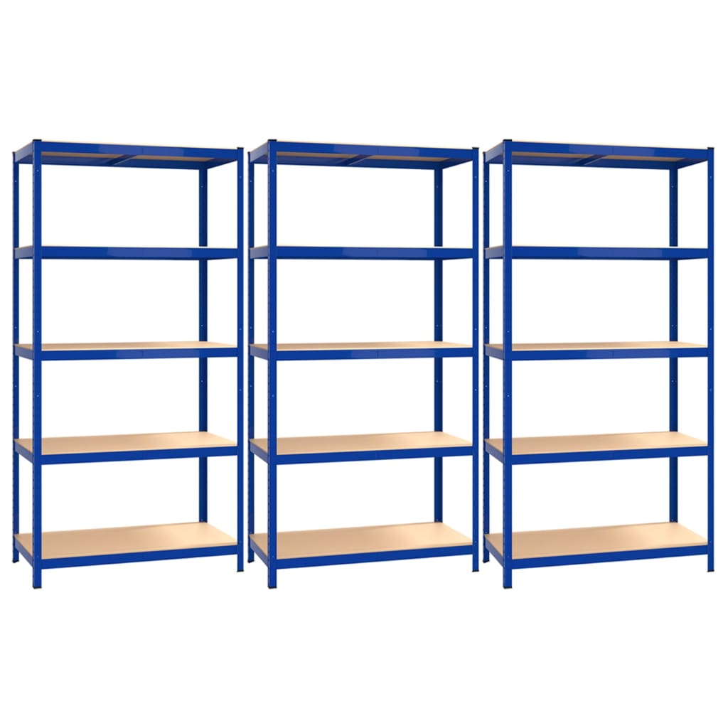VidaXL Étagères de rangement 3 pcs 5 couches en acier et bois d'ingénierie bleu