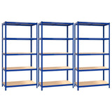 VidaXL Étagères de rangement 3 pcs 5 couches en acier et bois d'ingénierie bleu