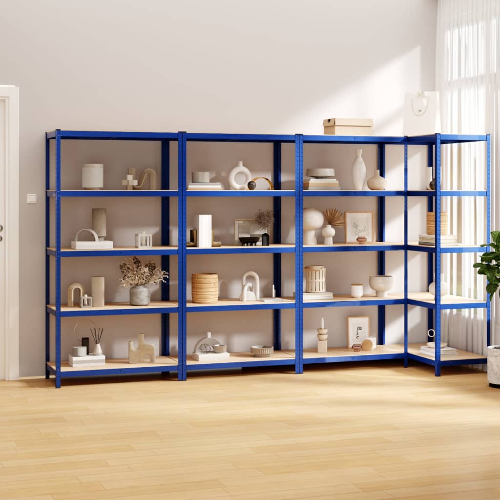 VidaXL Étagère de rangement 5 couches 4 pcs acier bois traité bleu