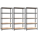 VidaXL Étagère de rangement 5 couches 3 pcs acier bois traité couleur anthracite
