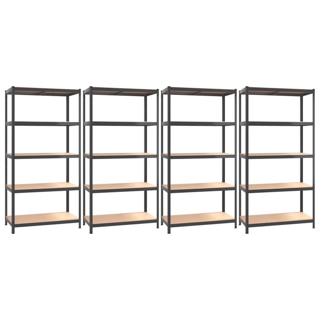 VidaXL Étagères de rangement 4 pcs 5 couches en acier et bois d'ingénierie couleur anthracite
