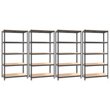 VidaXL Étagères de rangement 4 pcs 5 couches en acier et bois d'ingénierie couleur anthracite