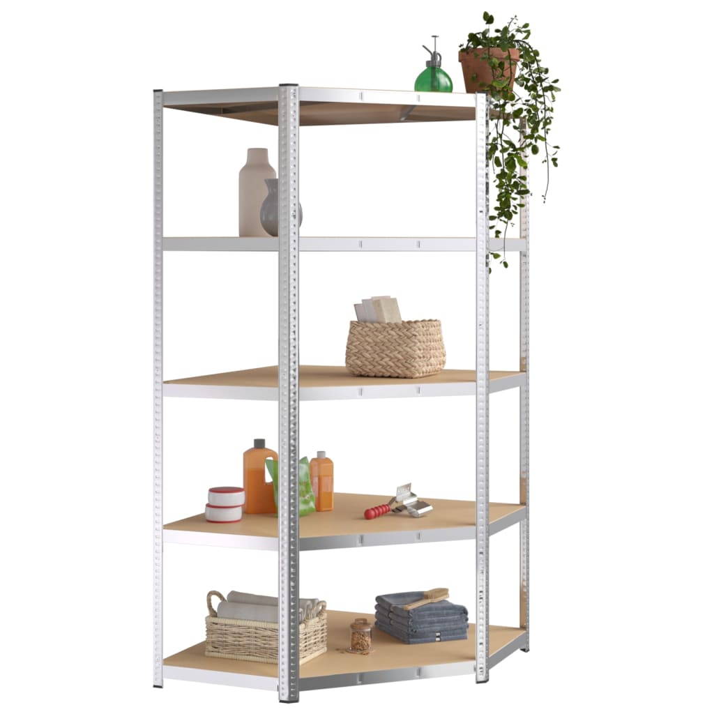 VidaXL Étagères de rangement 5 couches 5 pcs acier et bois d'ingénierie couleur argent
