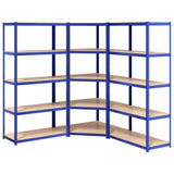 VidaXL Étagères de rangement 3 pcs 5 couches en acier et bois d'ingénierie bleu