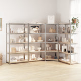 VidaXL Étagères de rangement 5 couches 4 pcs acier et bois d'ingénierie couleur argent
