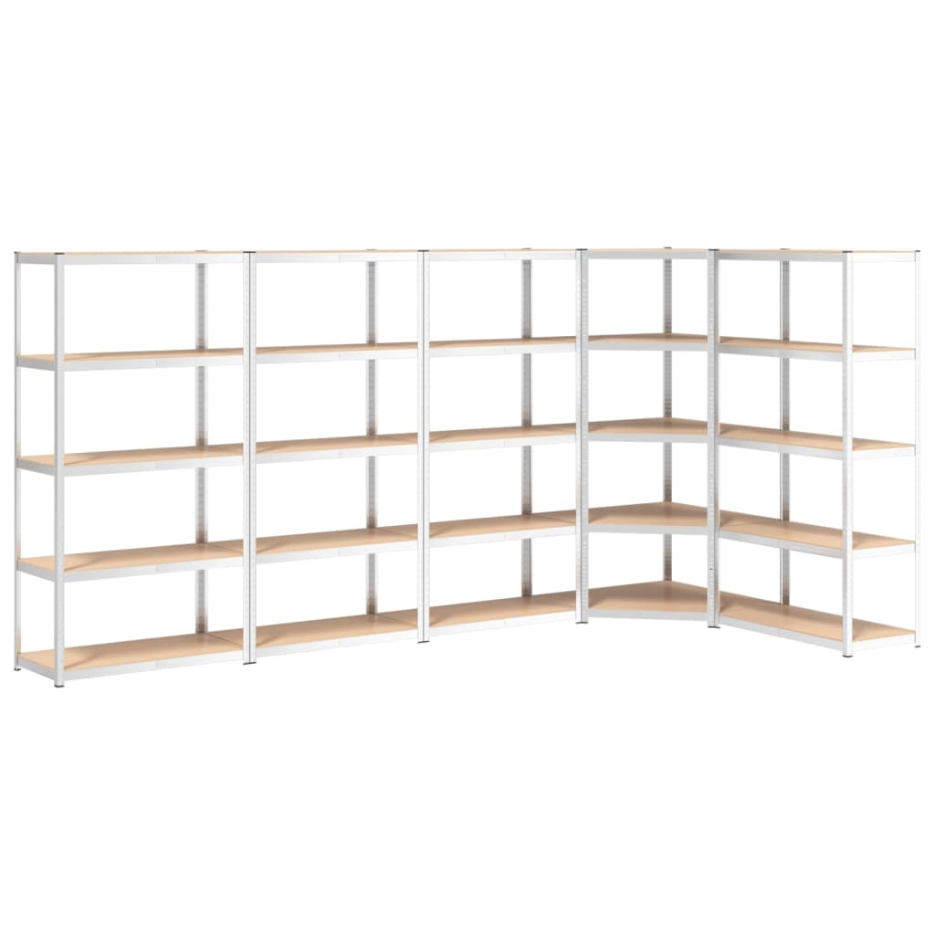 VidaXL Étagères de rangement 5 couches 5 pcs acier et bois d'ingénierie couleur argent
