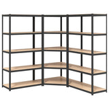 VidaXL Étagères de rangement 5 couches 3 pcs acier bois traité couleur anthracite