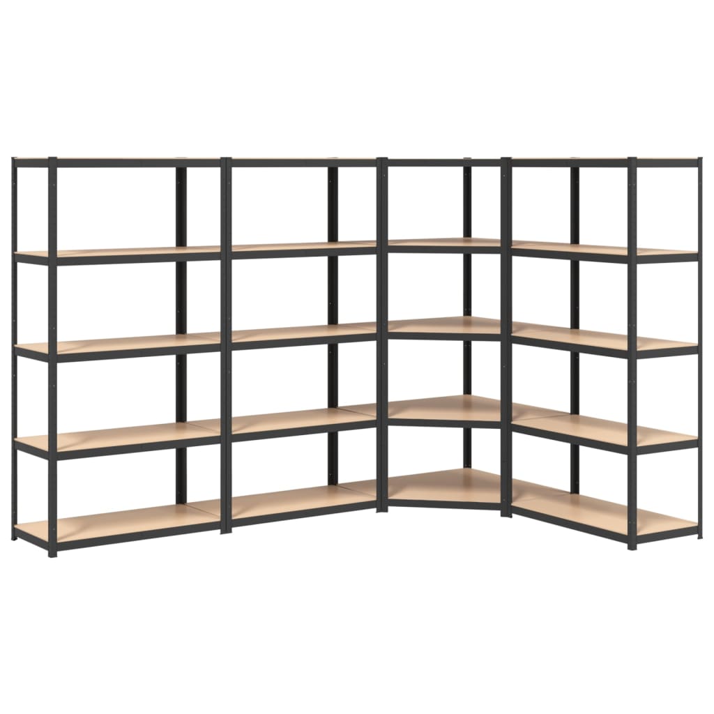 VidaXL Étagères de rangement 4 pcs 5 couches en acier et bois d'ingénierie couleur anthracite