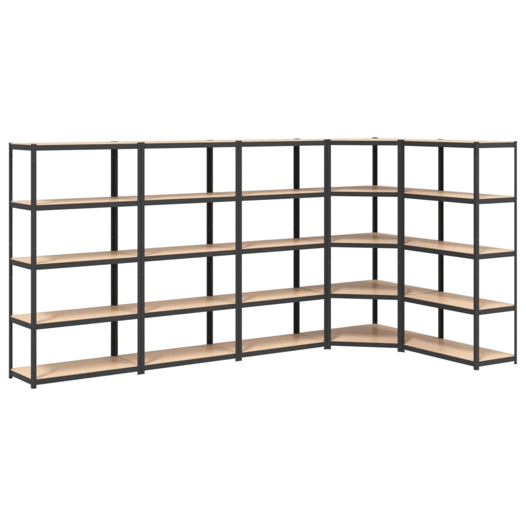 VidaXL Étagères de rangement 5 couches 5 pcs acier et bois d'ingénierie couleur anthracite