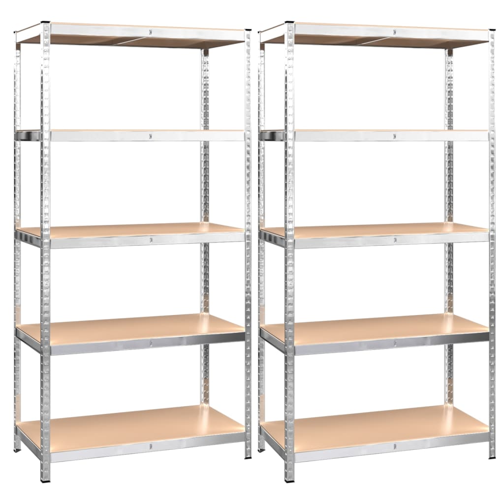 VidaXL Étagère de rangement 5 couches 2 pcs acier et bois d'ingénierie couleur argent
