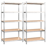 VidaXL Étagère de rangement 5 couches 2 pcs acier et bois d'ingénierie couleur argent