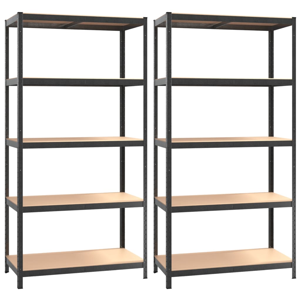 VidaXL Étagères de rangement 5 couches robustes 2 pièces en acier et bois d'ingénierie gris