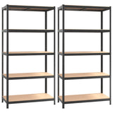 VidaXL Étagères de rangement 5 couches robustes 2 pièces en acier et bois d'ingénierie gris