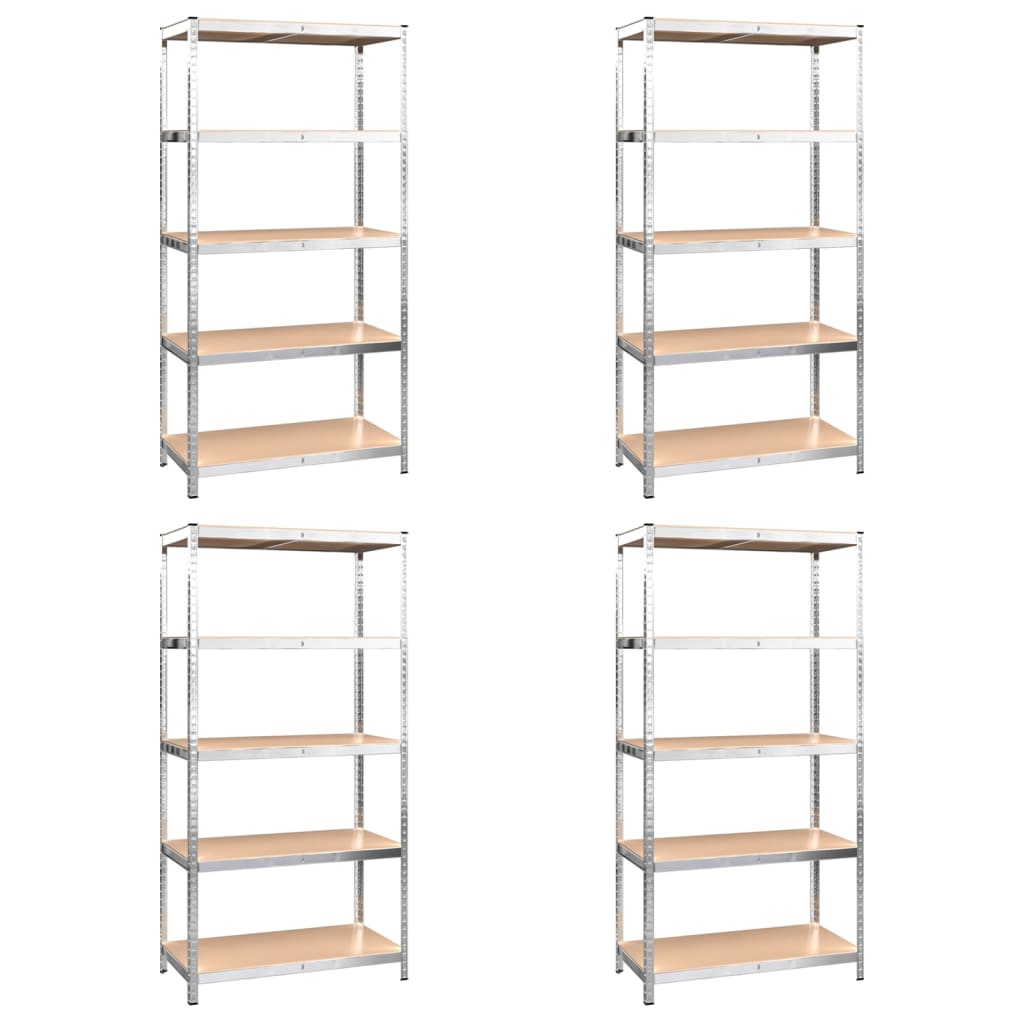 VidaXL Étagères de rangement 5 couches 4 pcs acier et bois d'ingénierie couleur argent