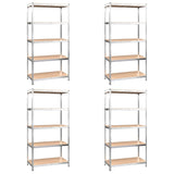VidaXL Étagères de rangement 5 couches 4 pcs acier et bois d'ingénierie couleur argent