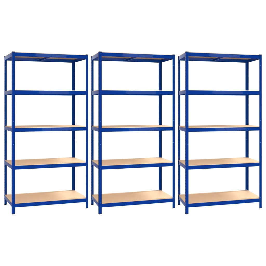 VidaXL Étagères de rangement 3 pcs 5 couches en acier et bois d'ingénierie bleu