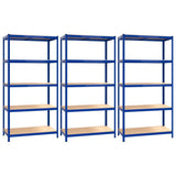 VidaXL Étagères de rangement 3 pcs 5 couches en acier et bois d'ingénierie bleu