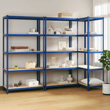 VidaXL Étagères de rangement 3 pcs 5 couches en acier et bois d'ingénierie bleu