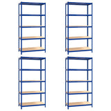 VidaXL Étagère de rangement 5 couches 4 pcs acier bois traité bleu