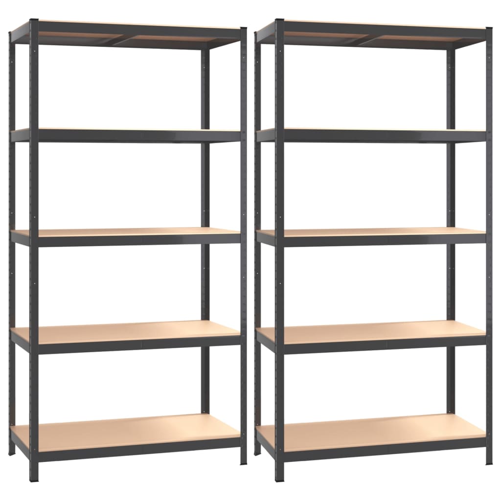 VidaXL Étagères de rangement 5 couches 2 pcs acier bois traité couleur anthracite