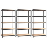 VidaXL Étagères de rangement 5 couches 3 pcs acier bois traité couleur anthracite